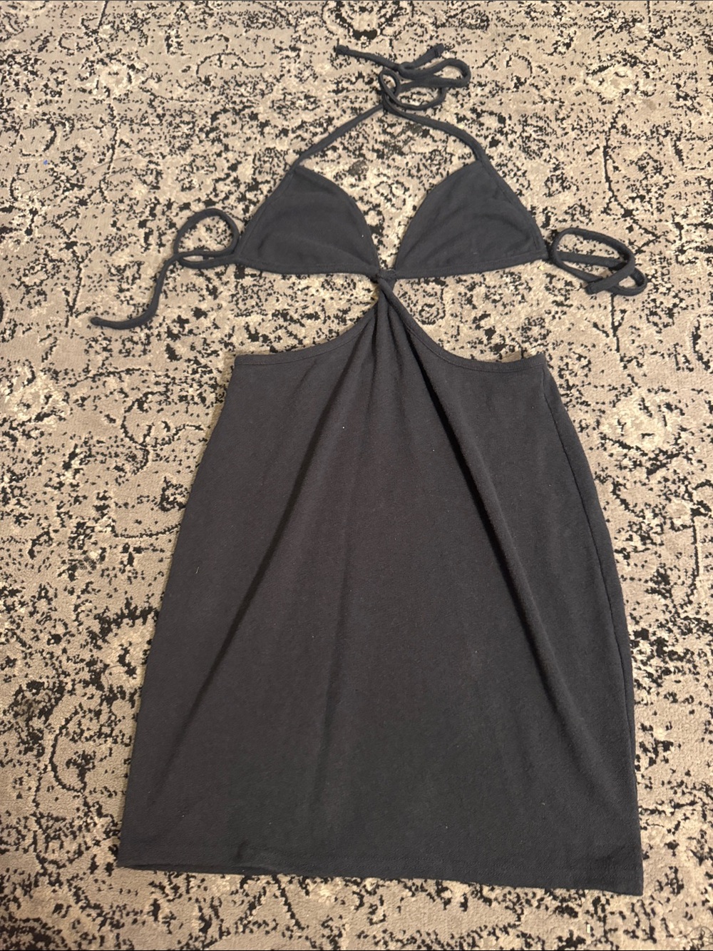 Anthropologie Black Halter Cutout Mini Dress